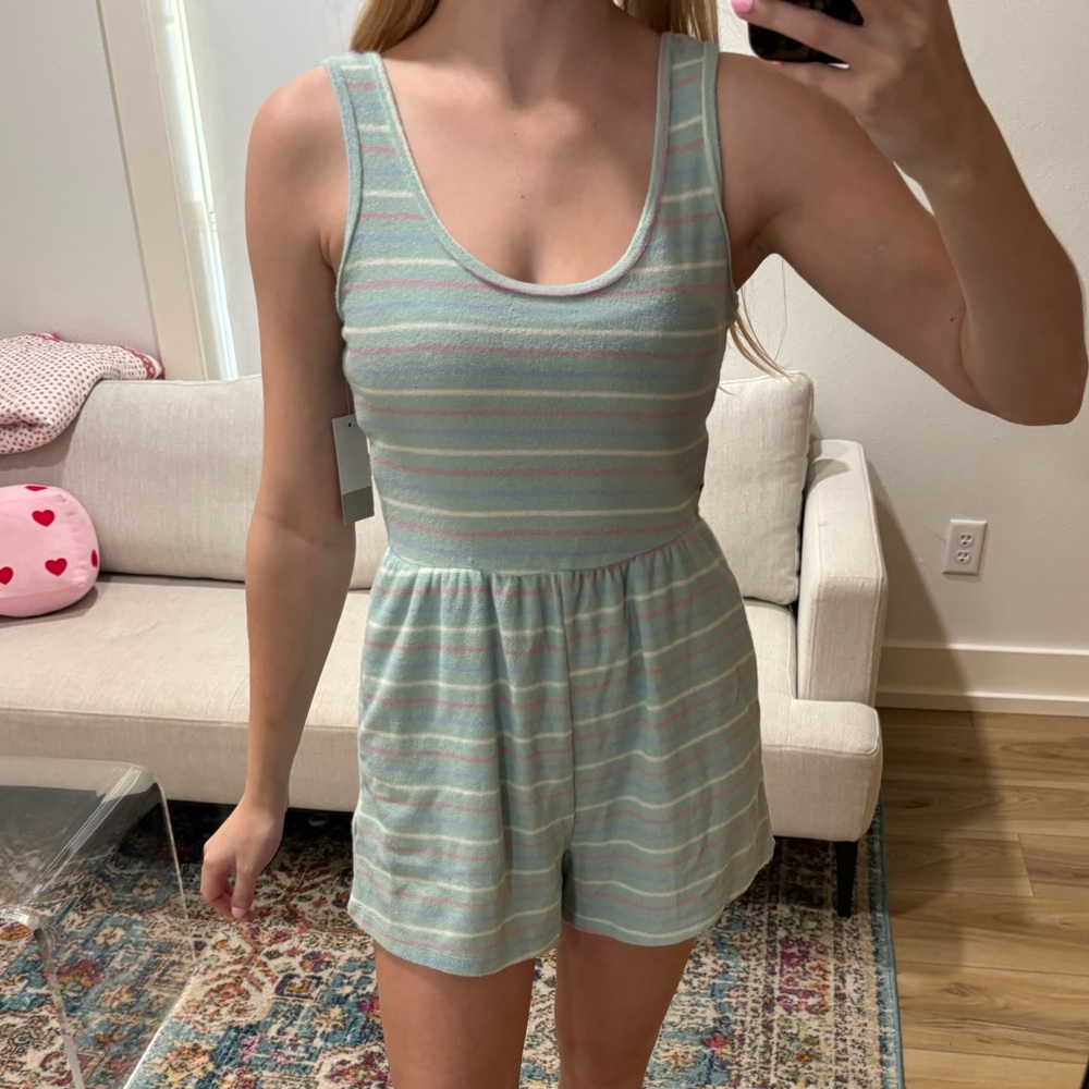 BP Light Blue and White Striped Jumpsuit